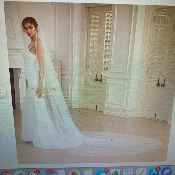 Elegant ivory wedding veil, cathedral length - Picture 1 of 9